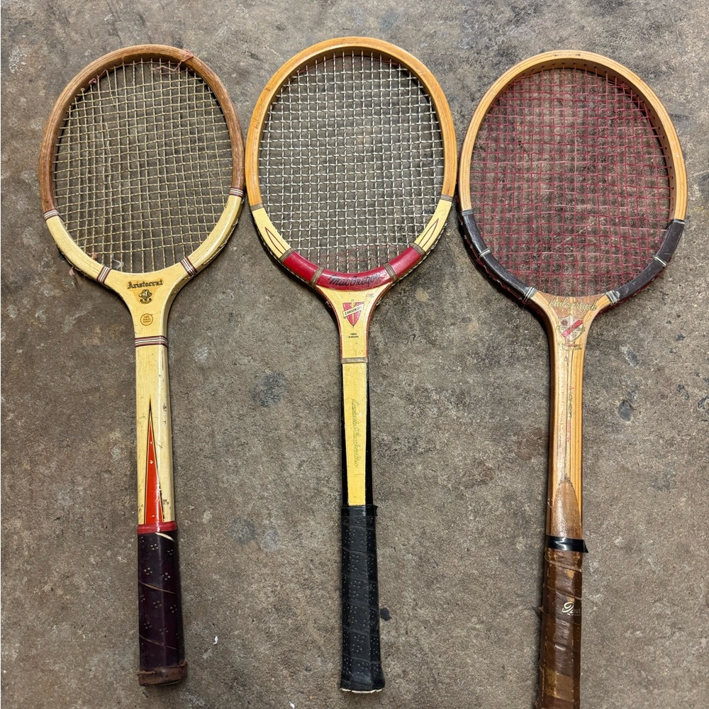 VINTAGE N.J. Magnan Aristocrat, Bancroft Aussie", & Spalding Top-Flite Rackets
